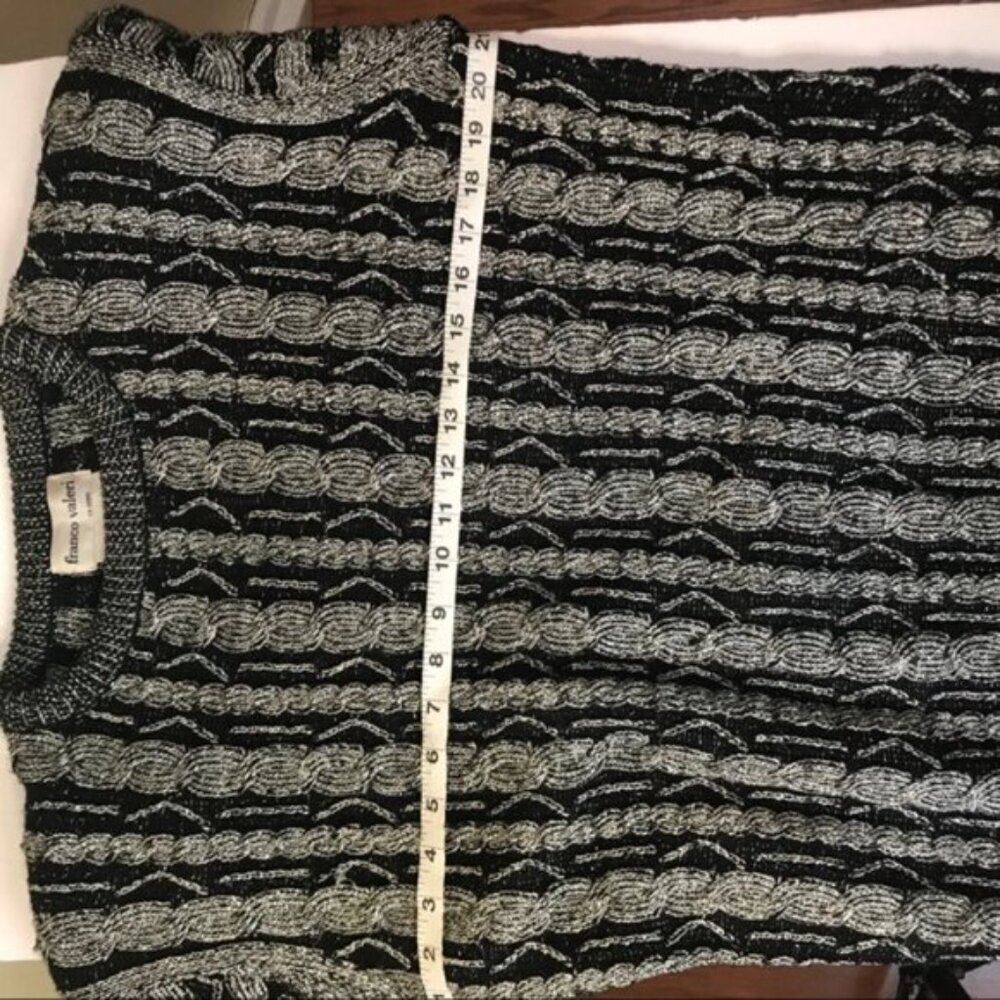 Franco Valeri Vintage 80s Cable Knit Metallic Knit Sweater Top Tunic Chunky Rare - Picture 14 of 15